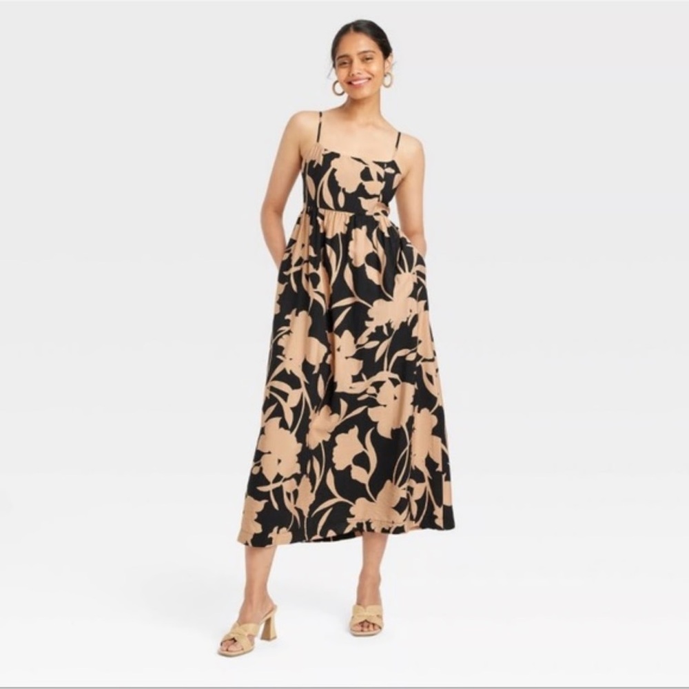 A New Day Black and Tan Floral Dress